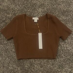 Small cropped ribbed house of harlow short sleeve